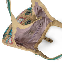 Tote Bag mittlere Größe gehäkelt Handarbeit beige multicolor - ANOKHI