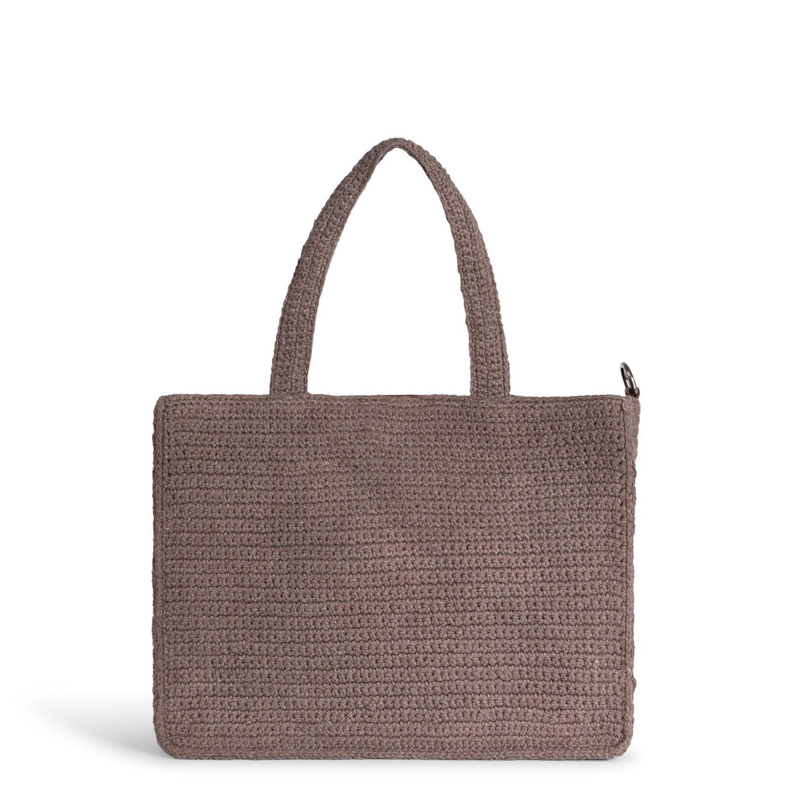 Tote Bag mittlere Größe gehäkelt Handarbeit Blumenmuster braun - ANOKHI