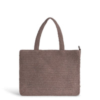 Tote Bag mittlere Größe gehäkelt Handarbeit Blumenmuster braun – 5