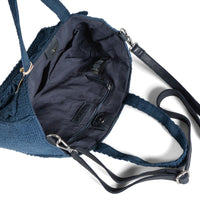 Tote Bag mittlere Größe gehäkelt Handarbeit Blumenmuster navy – 6