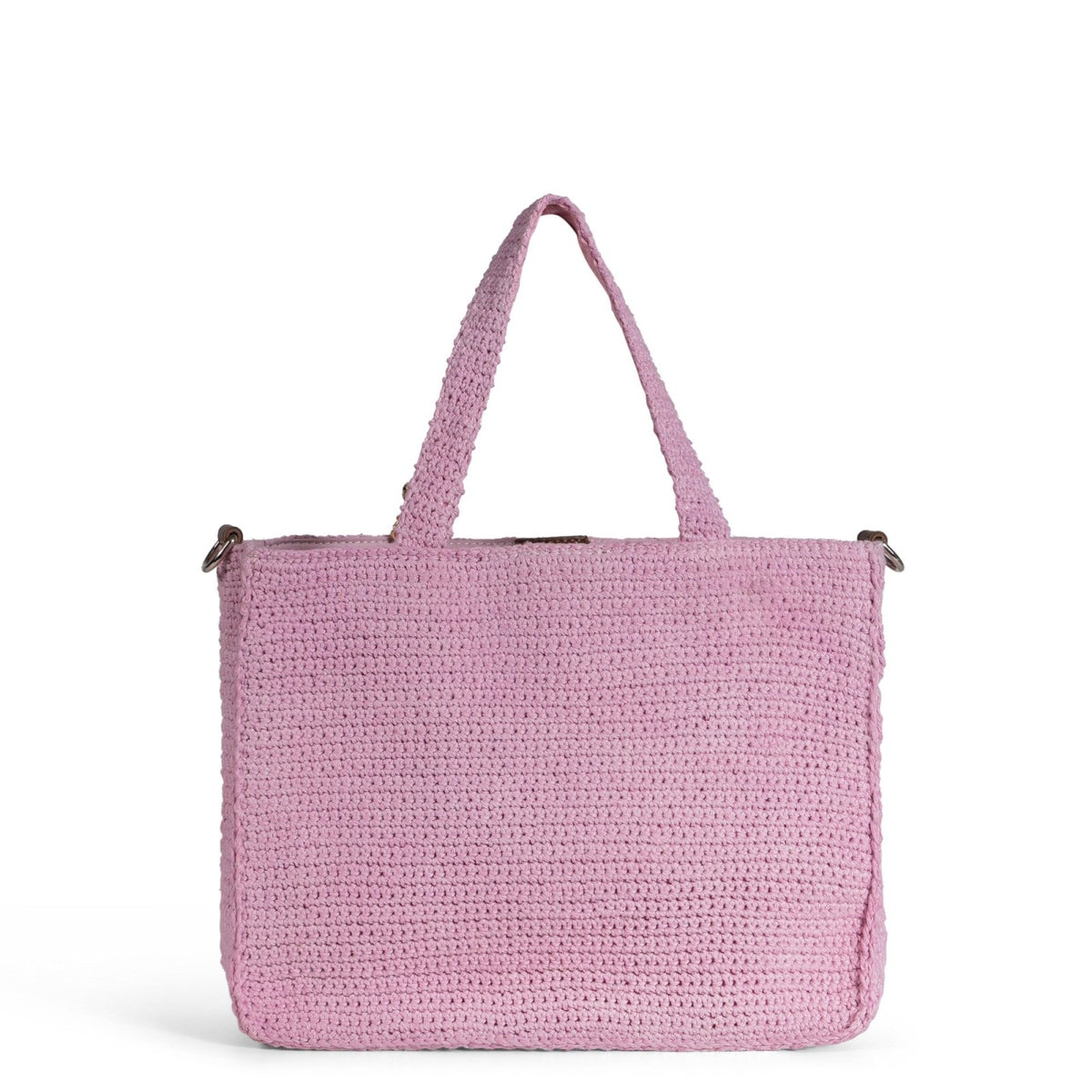 Tote Bag mittlere Größe gehäkelt Handarbeit Blumenmuster rosa - ANOKHI