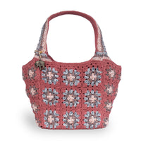 Tote Bag mittlere Größe gehäkelt Handarbeit dusty rose - ANOKHI