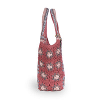 Tote Bag mittlere Größe gehäkelt Handarbeit dusty rose - ANOKHI
