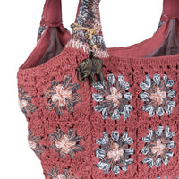 Tote Bag mittlere Größe gehäkelt Handarbeit dusty rose - ANOKHI
