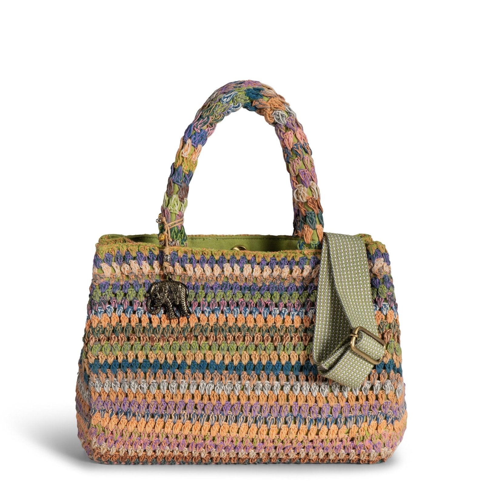 Tote Bag mittlere Größe gehäkelt Handarbeit multicolor - ANOKHI