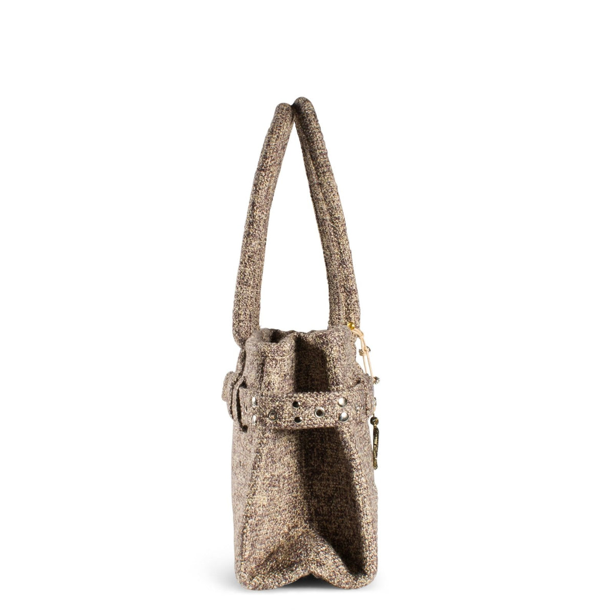 Tote Bag Nietengürtel Karo Bicolor beige taupe - ANOKHI