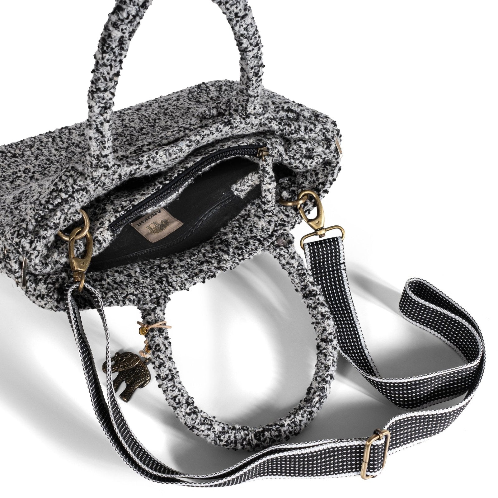 Tote Bag Tasche mittlere Größe Bouclé Salt & Pepper - ANOKHI