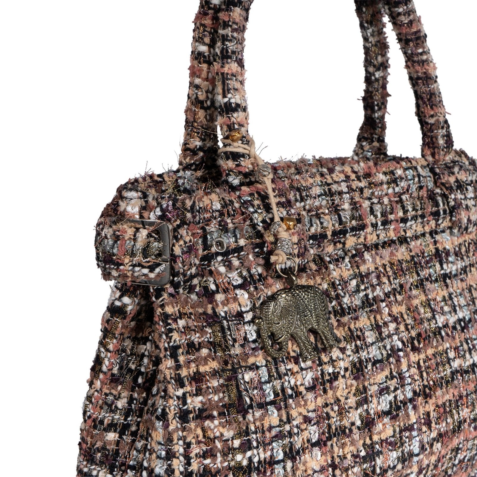 Tote Bag Tasche mittlere Größe Tweed braun beige - ANOKHI
