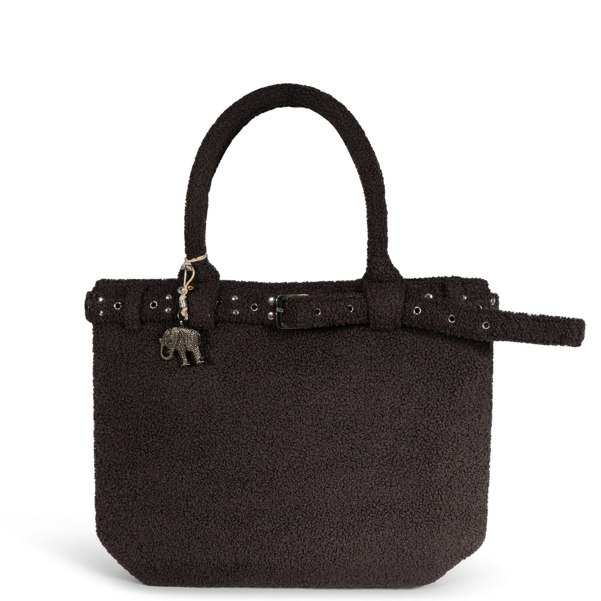 Tote Bag Tasche Nieten Bouclé braun - ANOKHI
