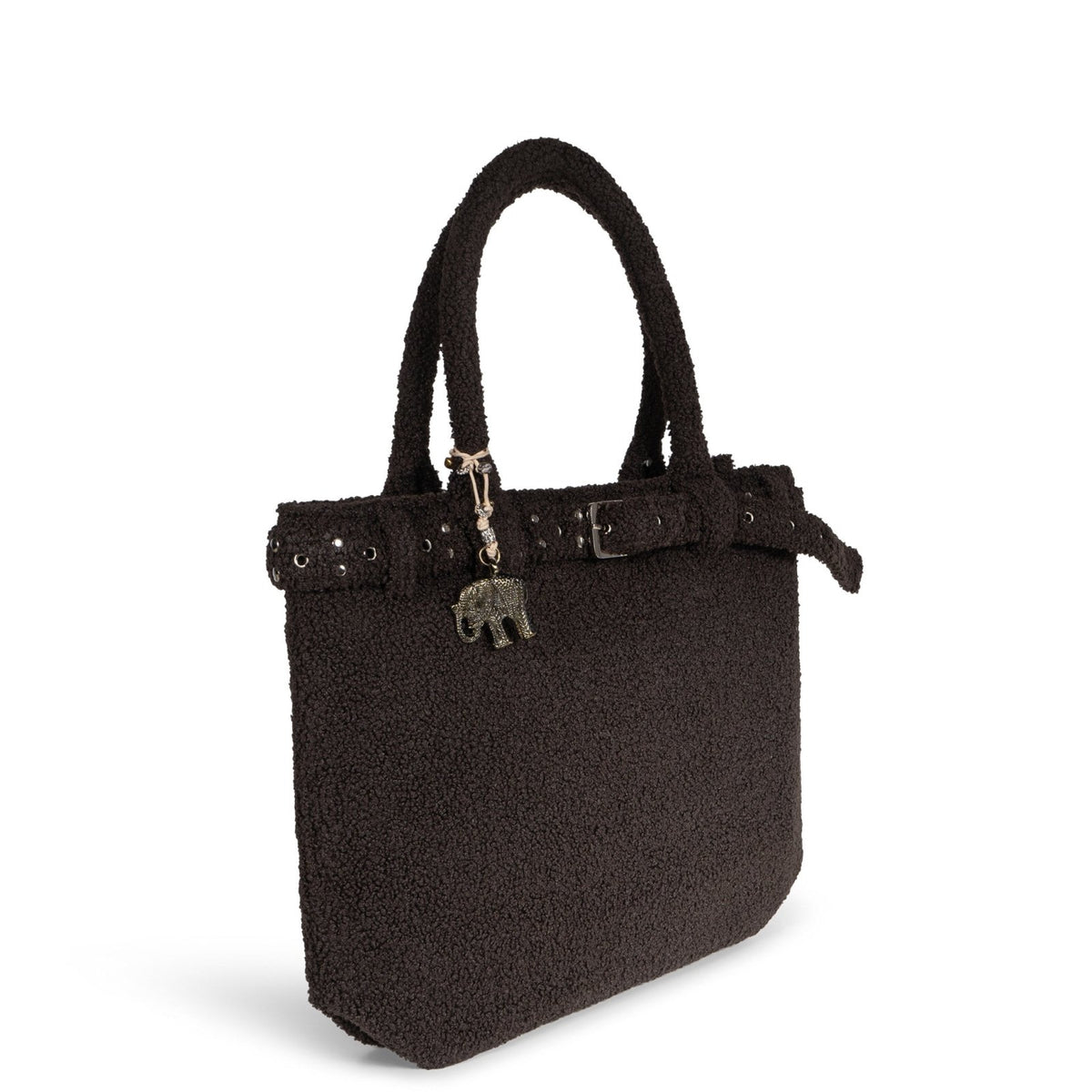 Tote Bag Tasche Nieten Bouclé braun - ANOKHI