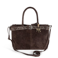 Tote bag suede leather brown rivets – 4