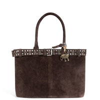 Tote bag suede leather brown rivets – 1