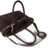 Tote bag suede leather brown rivets – 5