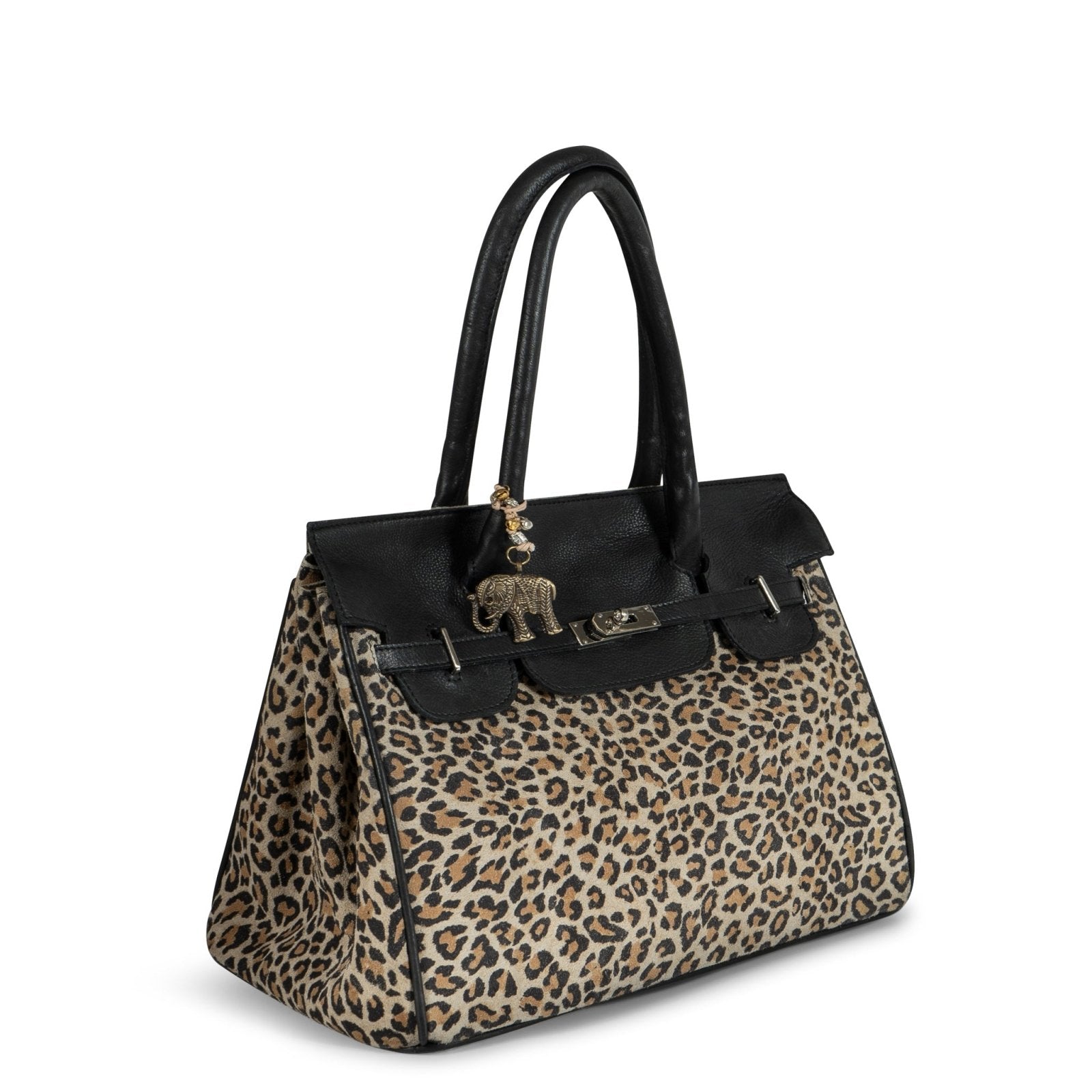 Tote Bag Velourleder mit Leoprint - ANOKHI