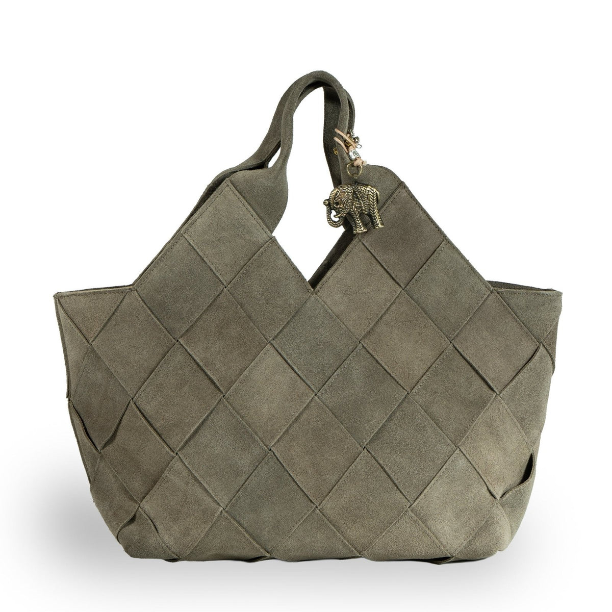 Tote Bag Velourleder olive - ANOKHI