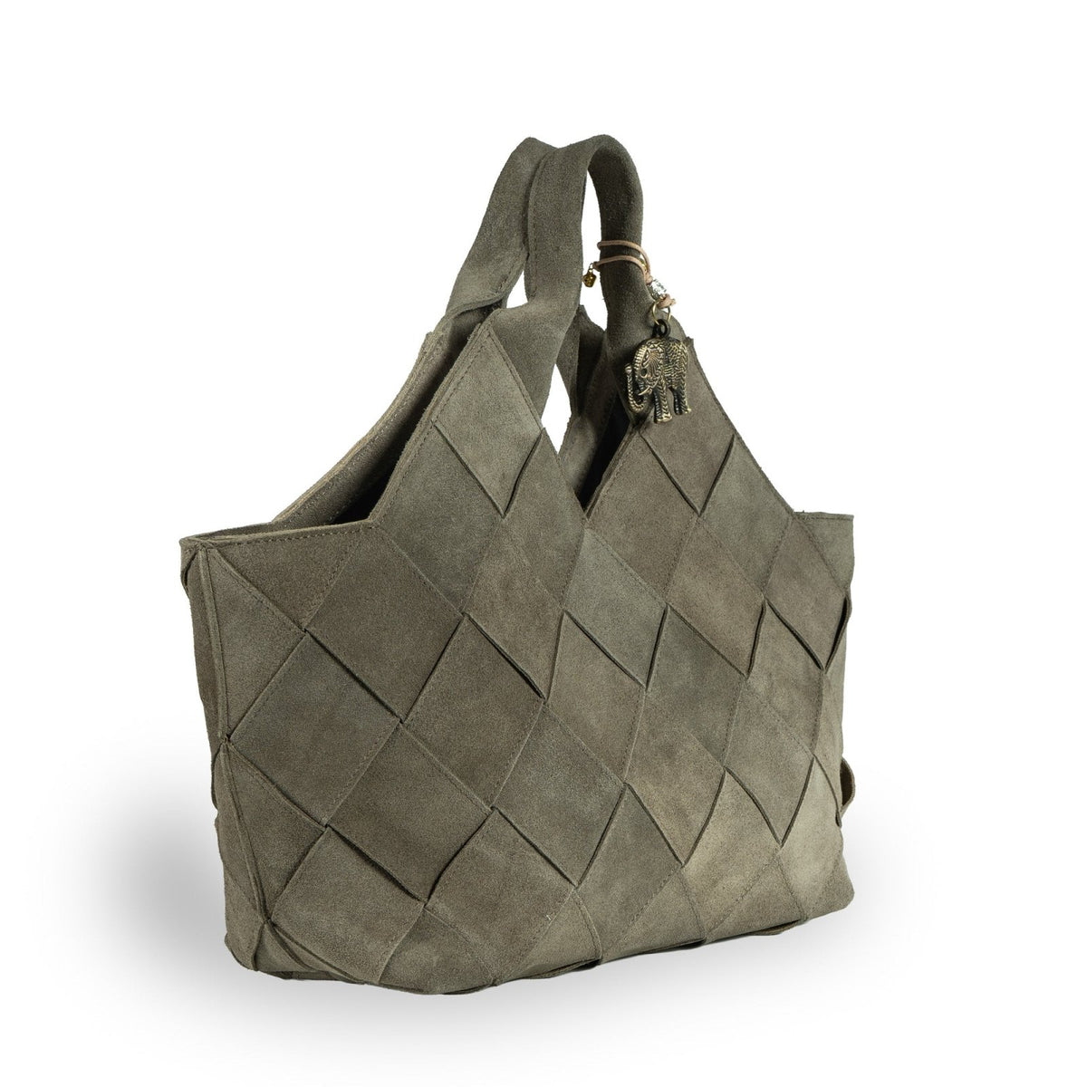 Tote Bag Velourleder olive - ANOKHI