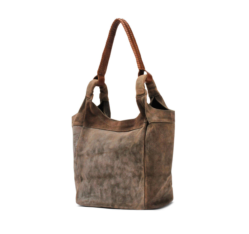 Beuteltasche Velour Leder