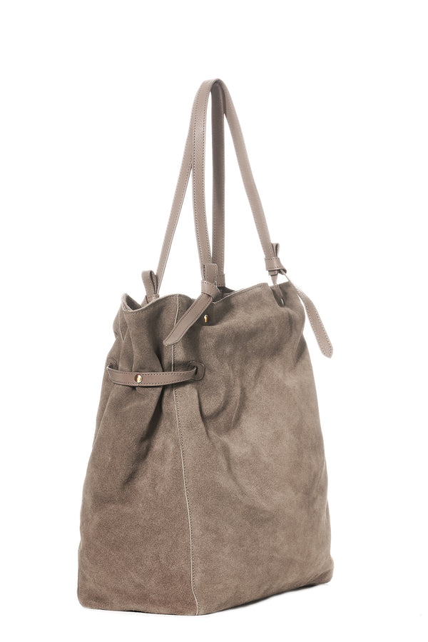"Maren" Veloursleder Shopper in grau