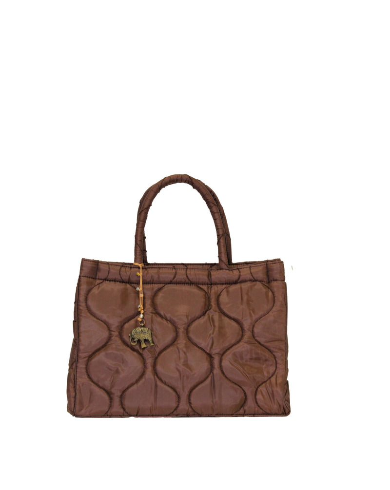 Book Tote Large nylon quilted taupe