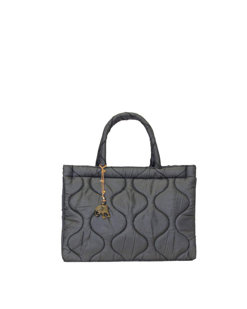 Book Tote Large nylon quilted grey