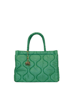 Book Tote Large nylon quilted emerald