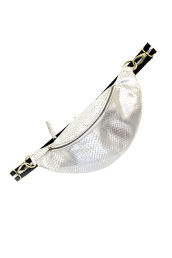 "Charlie M" Silberne Beltbag aus Leder in Reptilienoptik