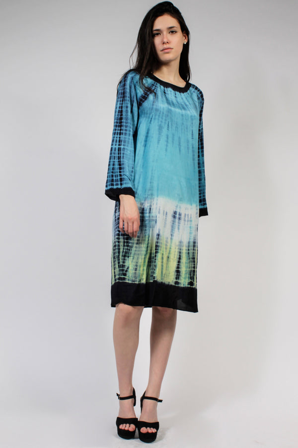 "Vivian" Fließendes Kleid in Batikoptik