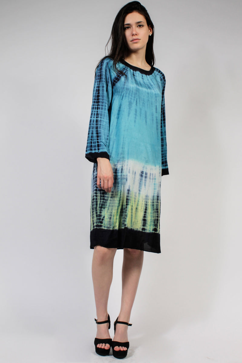 "Vivian" Fließendes Kleid in Batikoptik