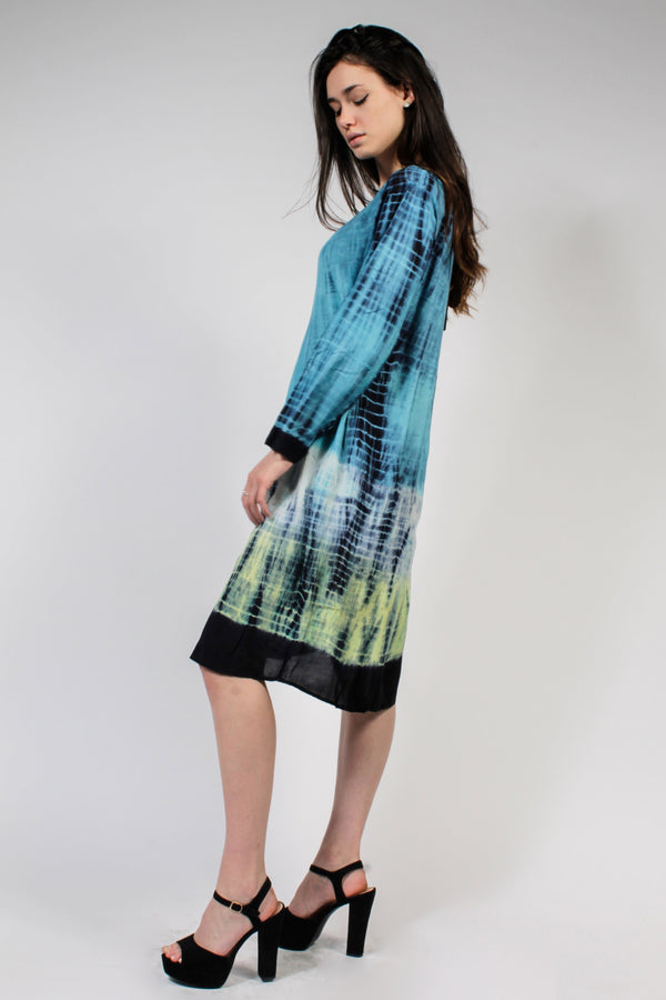 "Vivian" Fließendes Kleid in Batikoptik