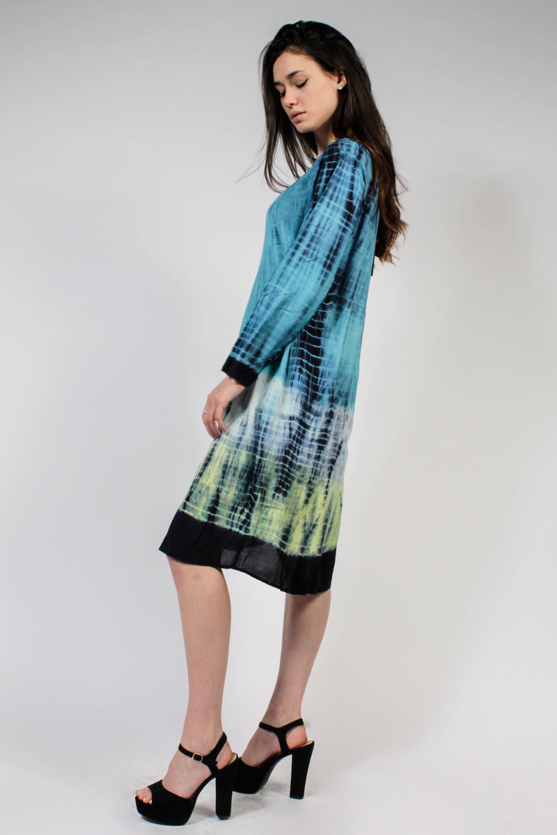 "Vivian" Fließendes Kleid in Batikoptik