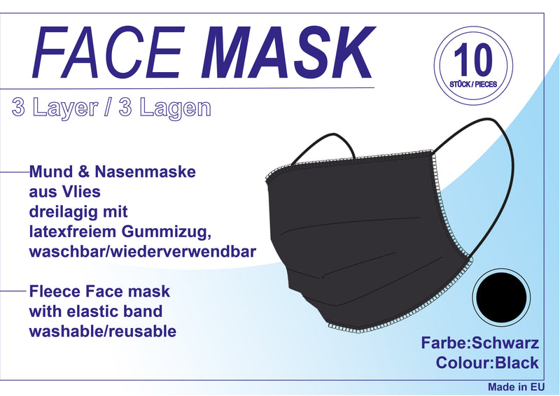 MUND NASEN MASKE, 10er Pack // schwarz